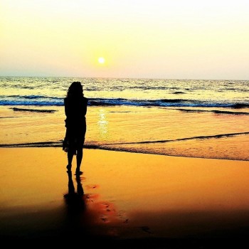 sunset beach woman