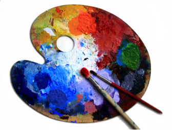 paint palette and brushes